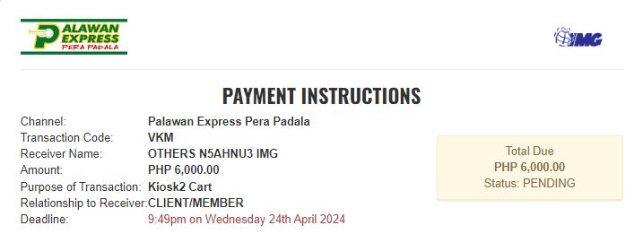 Palawan Bill Payment - Payment instructions 